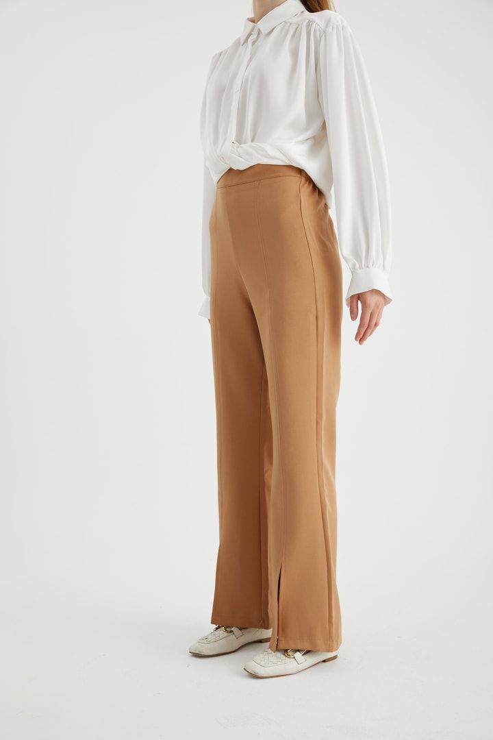 Crop Yırtmaçlı Double Pantolon - Vizyon