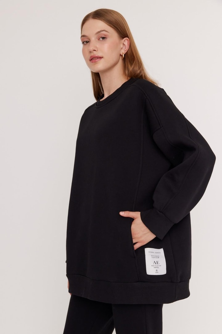 Dali Şardonlu Sweatshirt Takım - Siyah