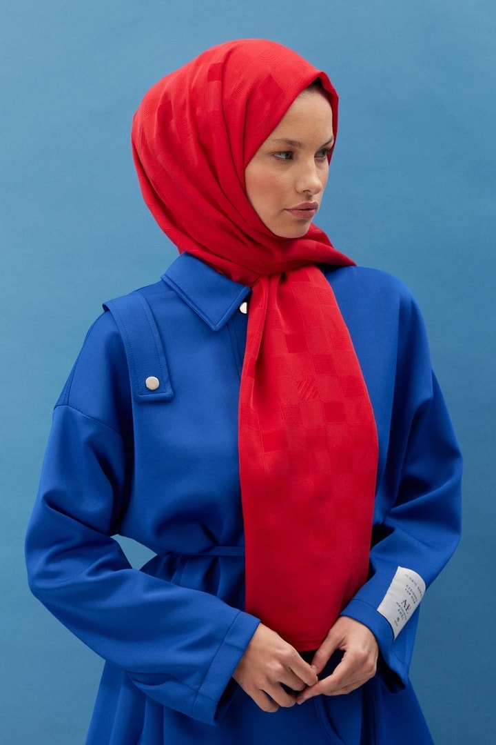 Dama Desen Dokulu Şal - Bordo