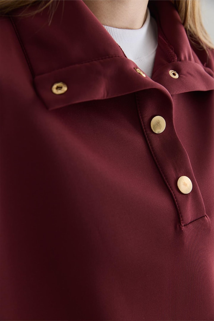 David Gold Düğmeli Basic Takım - Bordo