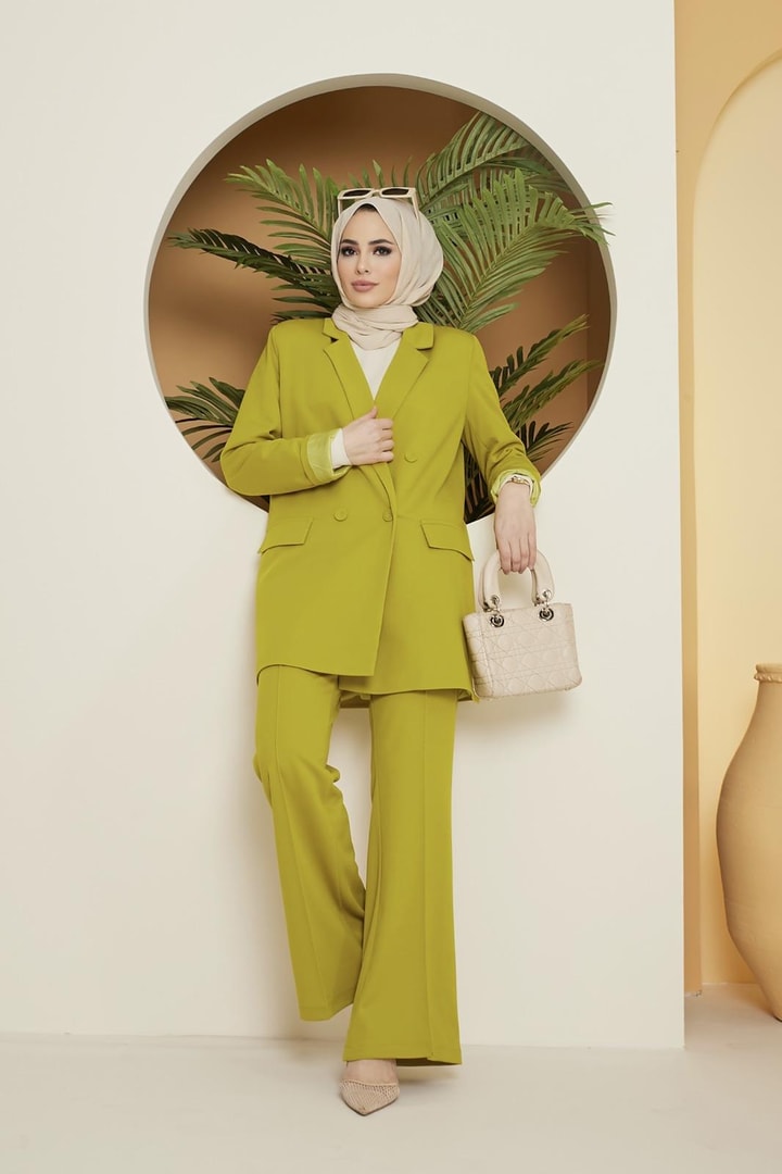 Elena Blazer Ceket Takım - Yağ Yeşili