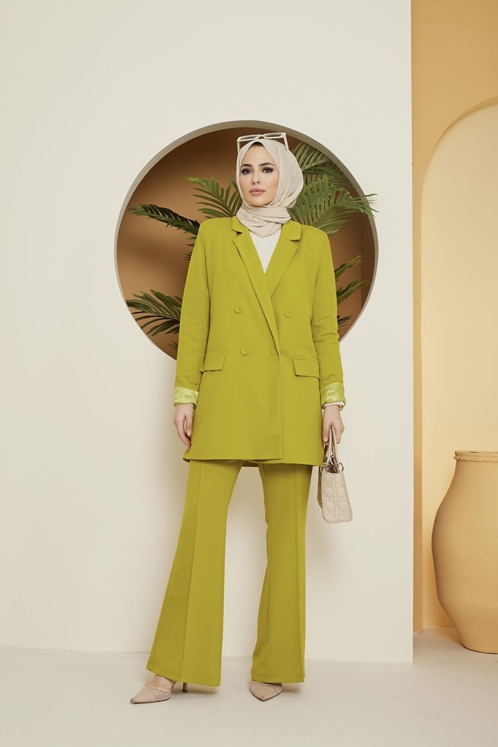 Elena Blazer Ceket Takım - Yağ Yeşili