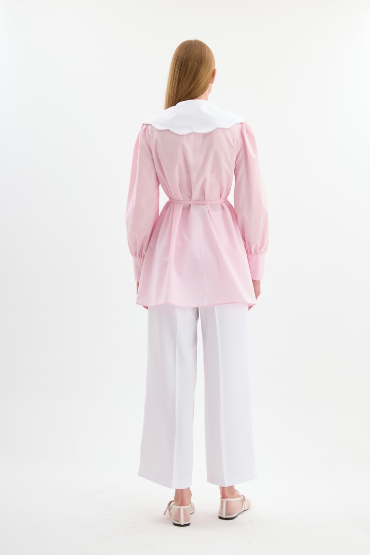 Eliza Yakalı Poplin Gömlek - Pembe