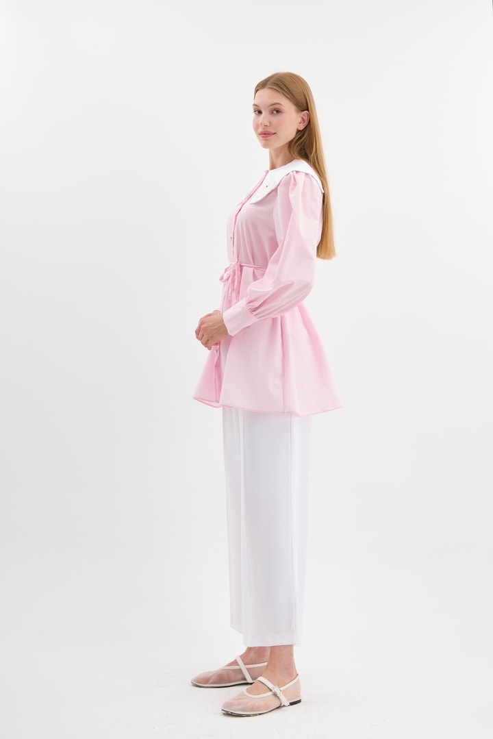 Eliza Yakalı Poplin Gömlek - Pembe
