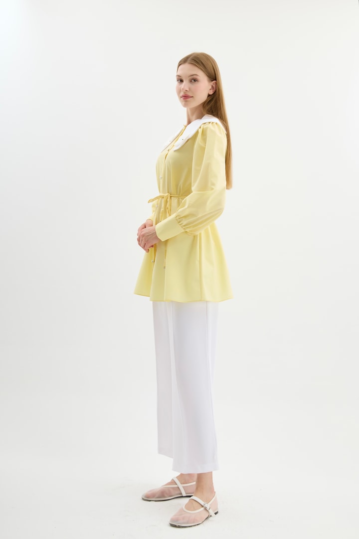 Eliza Yakalı Poplin Gömlek - Sarı