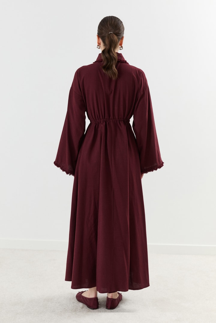 Ellen Püsküllü Elbise - Bordo
