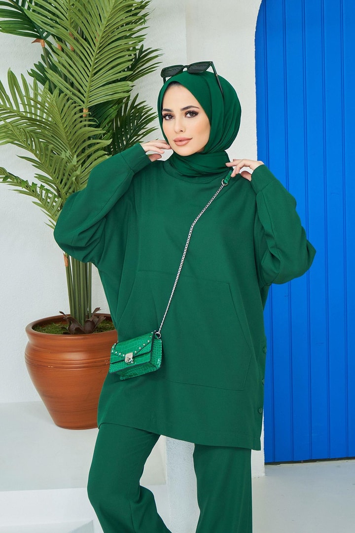 Esila Double Krep Takım - Zümrüt