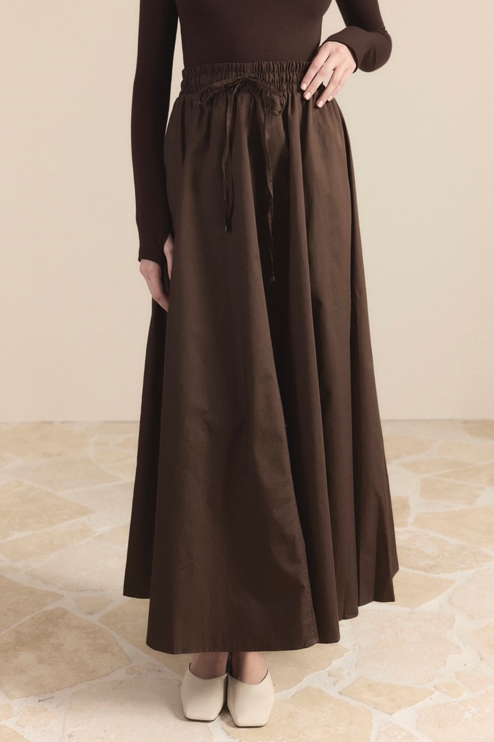 Gabardin Kloş Etek - Kahve