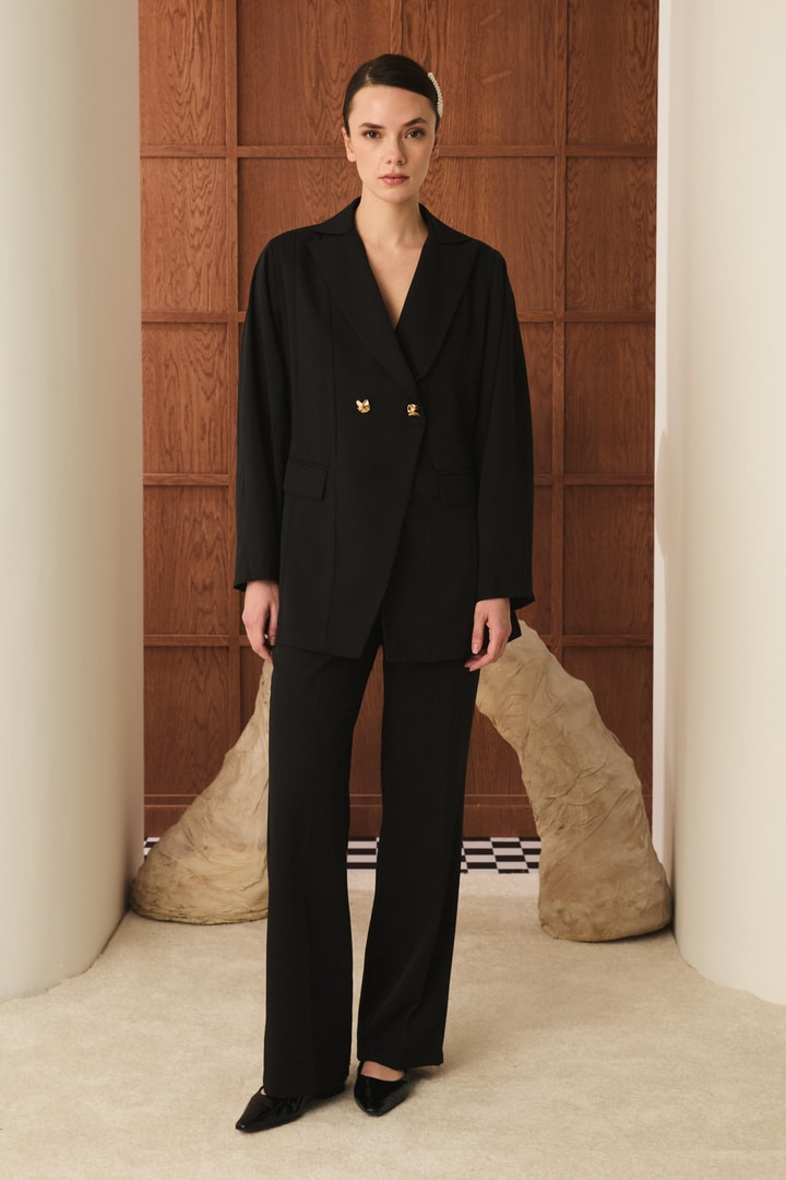 Gigi Belden Oturtmalı Blazer Ceket Takım - Siyah