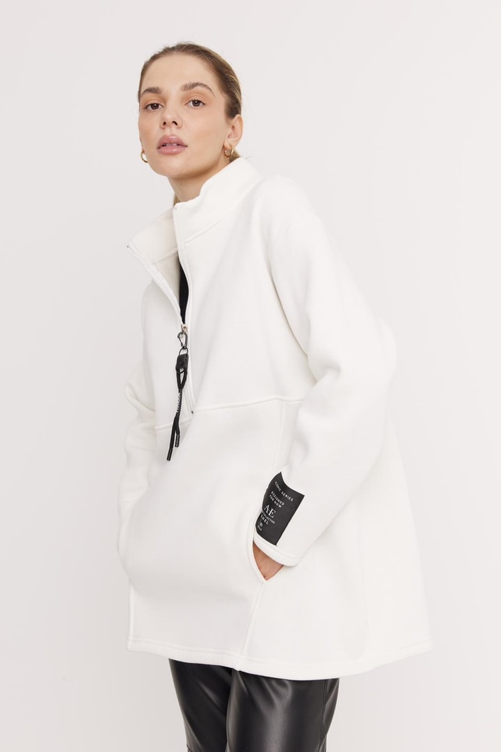 Harper Fermuarlı Sweatshirt - Ekru
