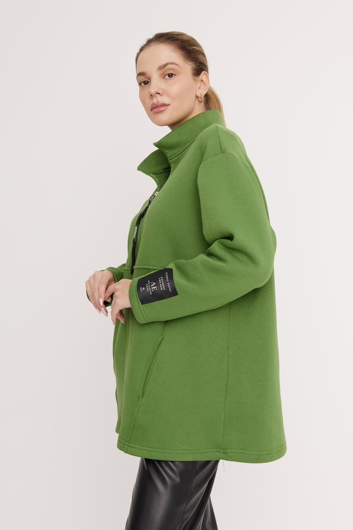Harper Fermuarlı Sweatshirt - elmayeşili