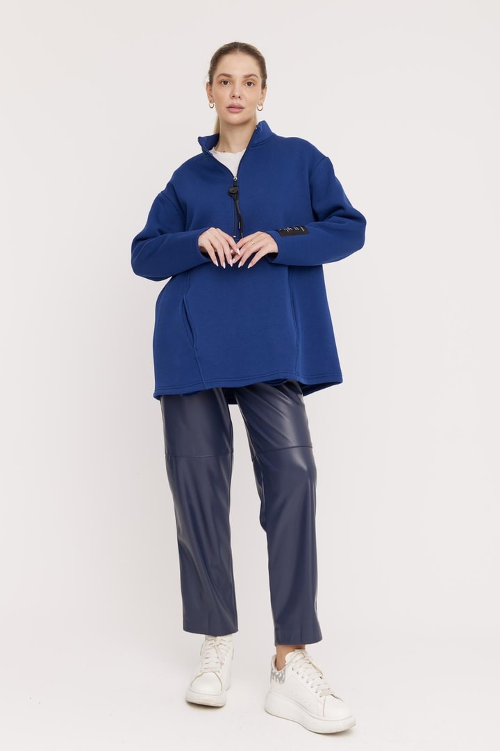 Harper Fermuarlı Sweatshirt - İndigo