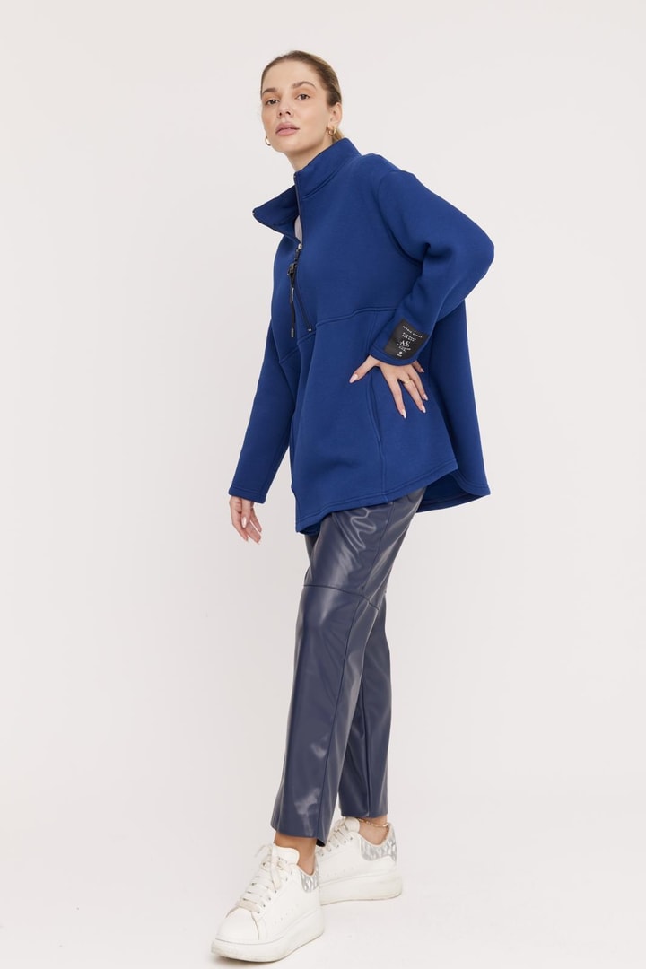 Harper Fermuarlı Sweatshirt - İndigo