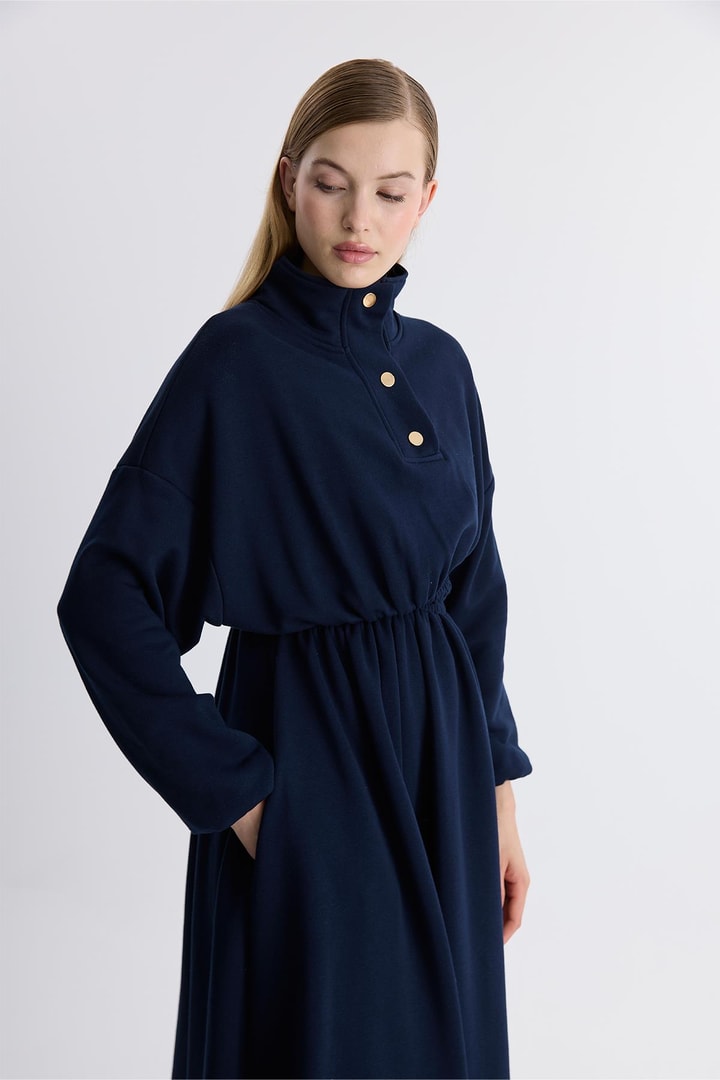 Haven Çıtçıtlı Sweat Elbise - Lacivert