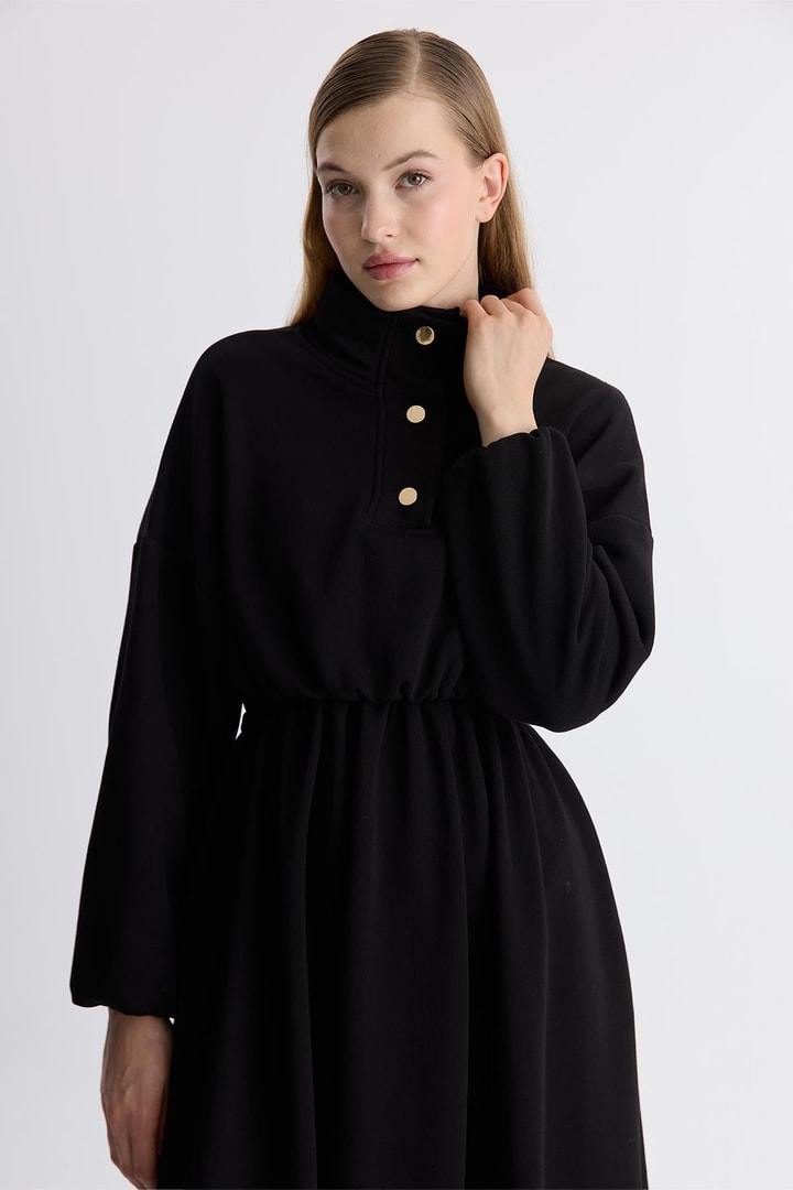 Haven Çıtçıtlı Sweat Elbise - Siyah