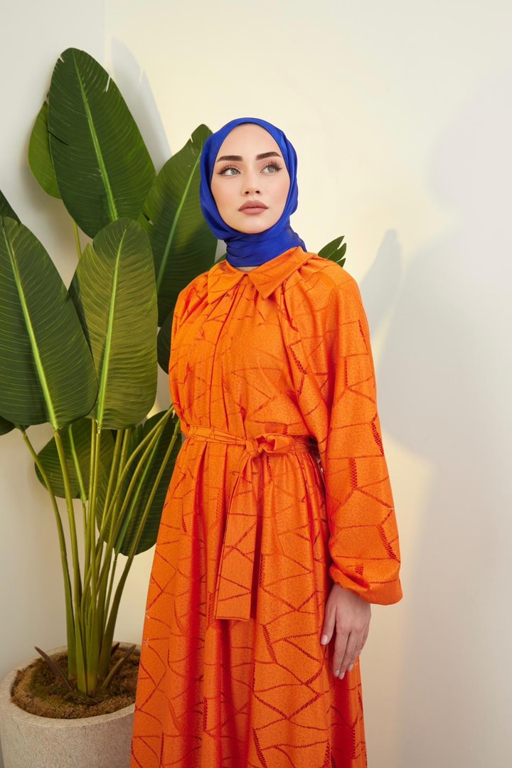 Helly Dantelli Elbise - Oranj