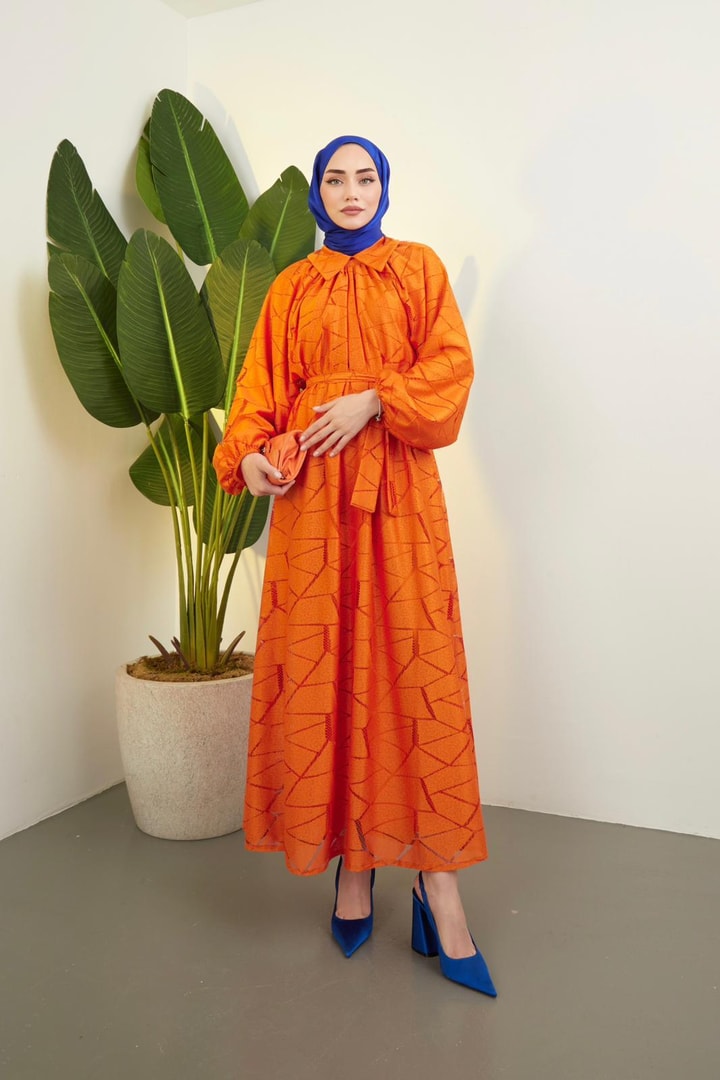 Helly Dantelli Elbise - Oranj