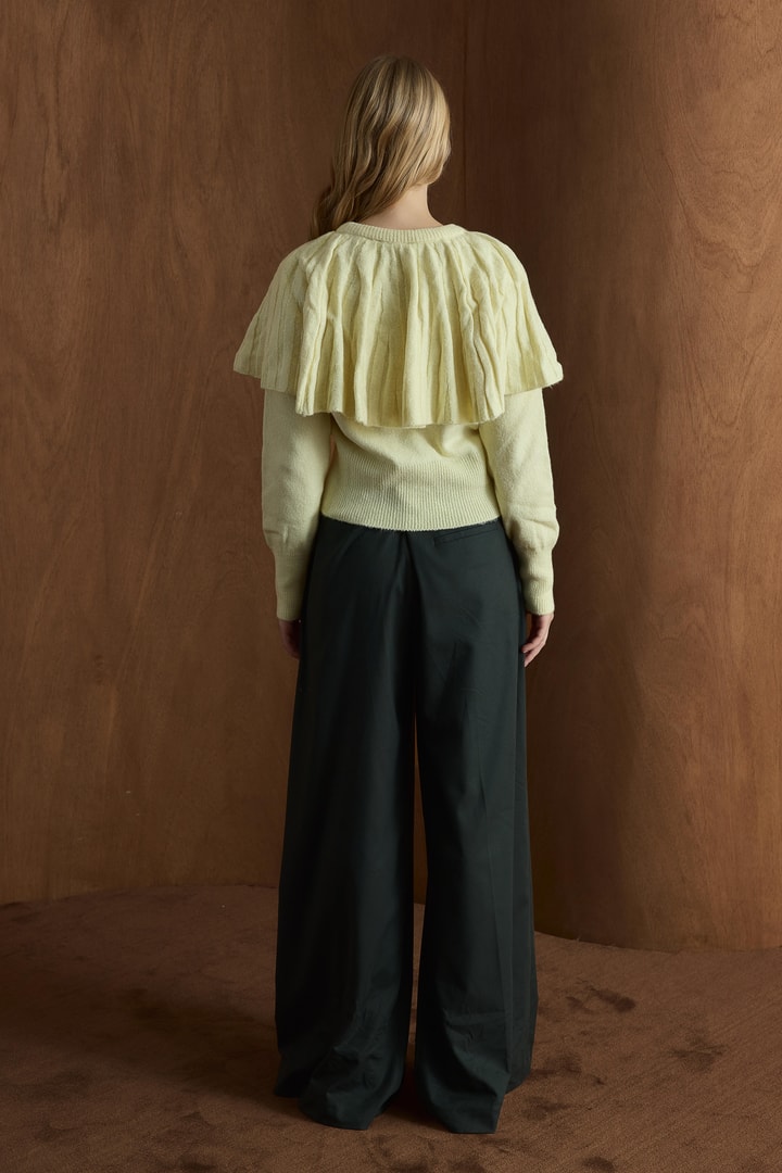 Jany Yaka Detaylı Triko Kazak - Butter Yellow