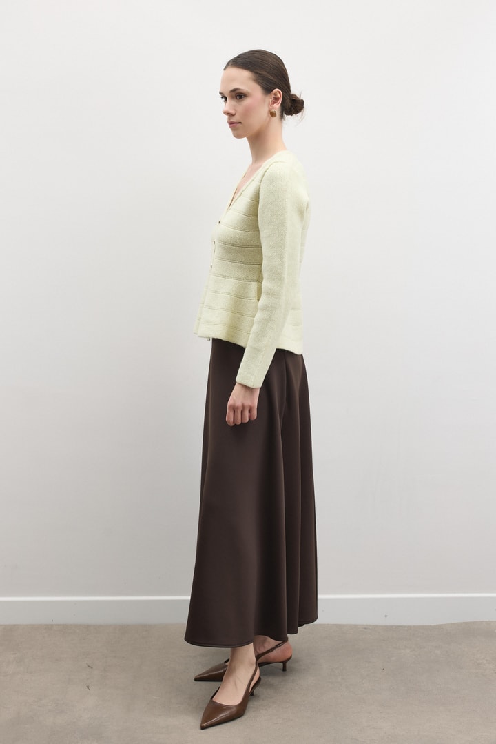 Jewel Peplum Simli Triko Hırka - Sarı