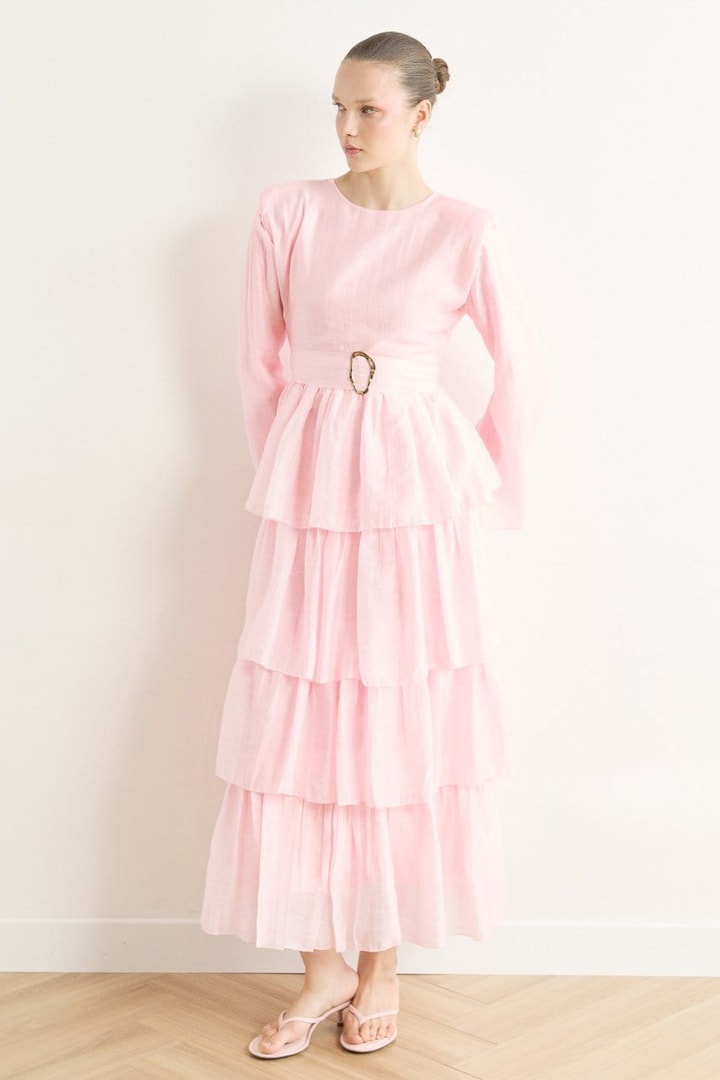 Kat Kat Puantiye Elbise - Pembe