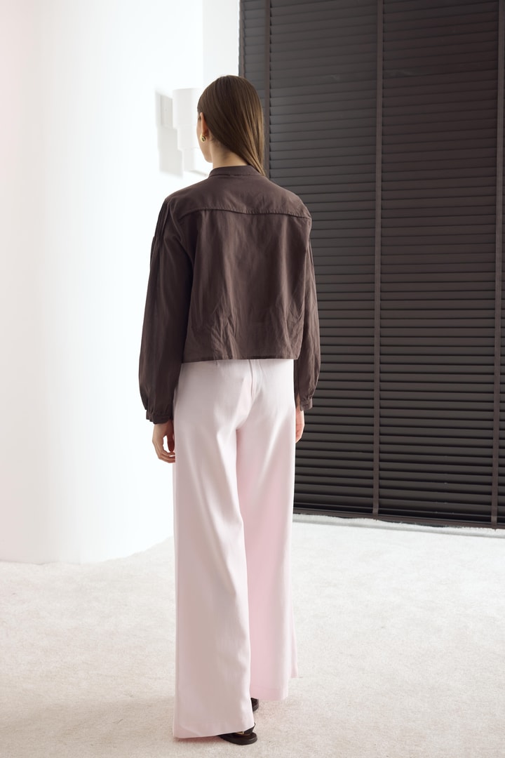 Kemerli Basic Keten Pantolon - Pembe