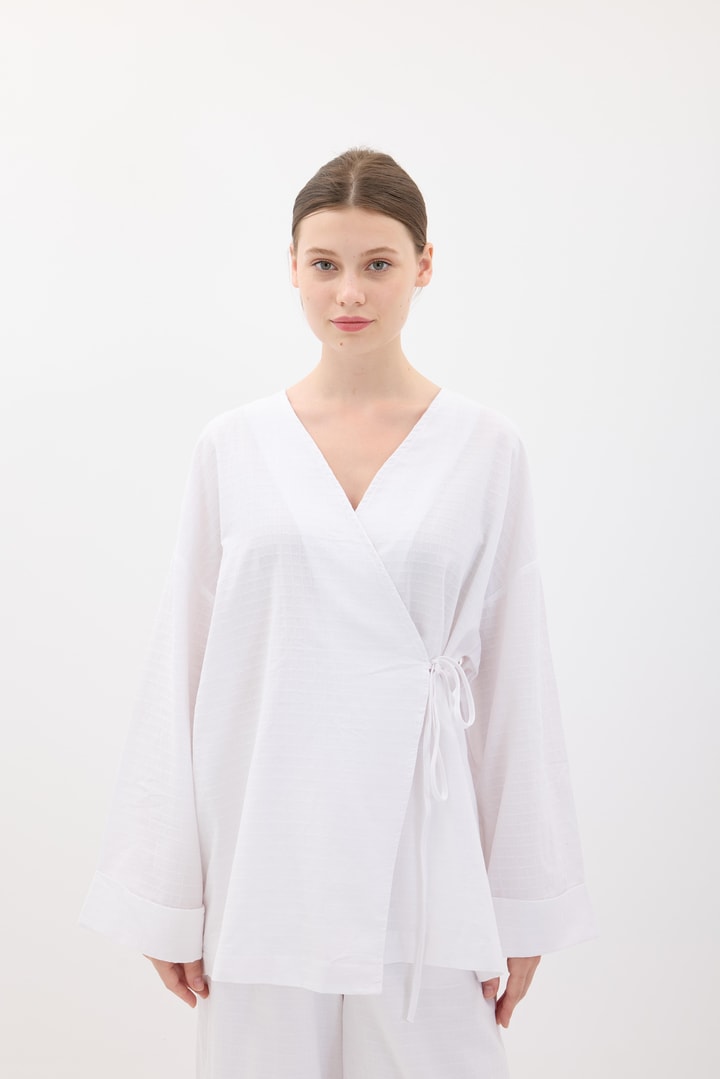Kimono Pantolonlu Takım - Beyaz