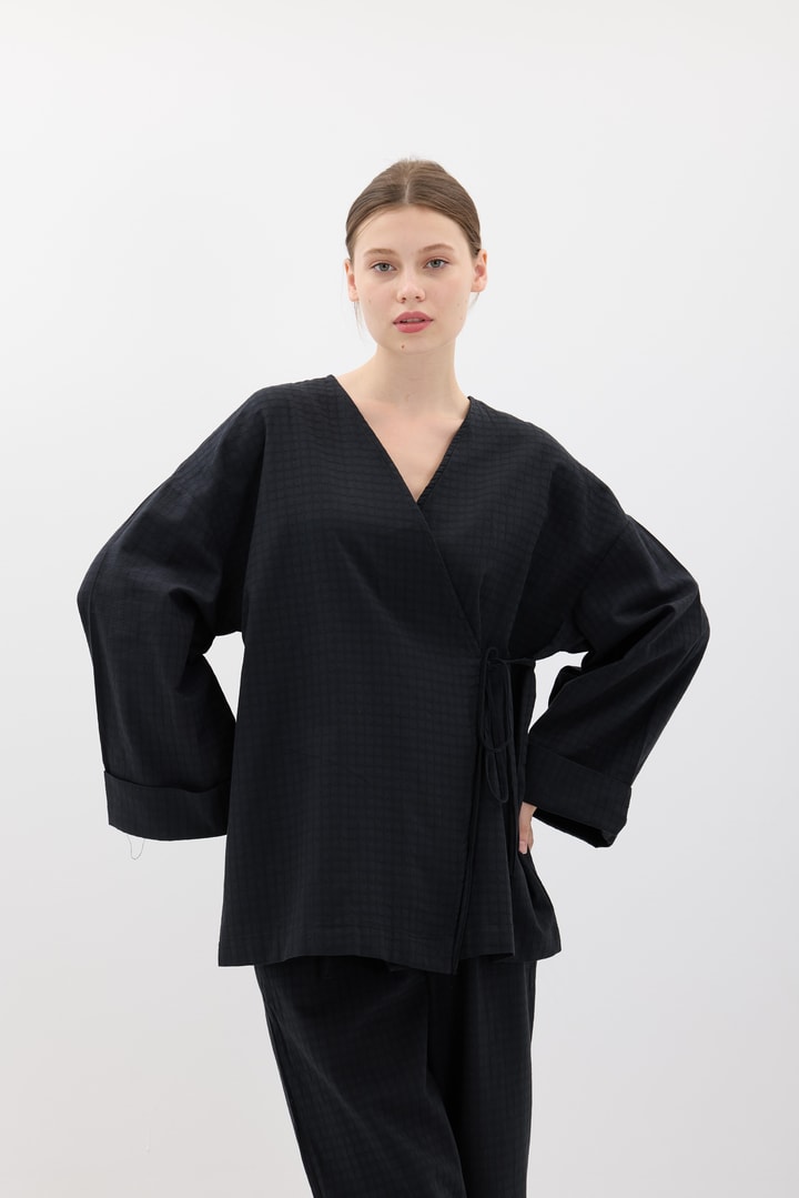 Kimono Pantolonlu Takım - Siyah