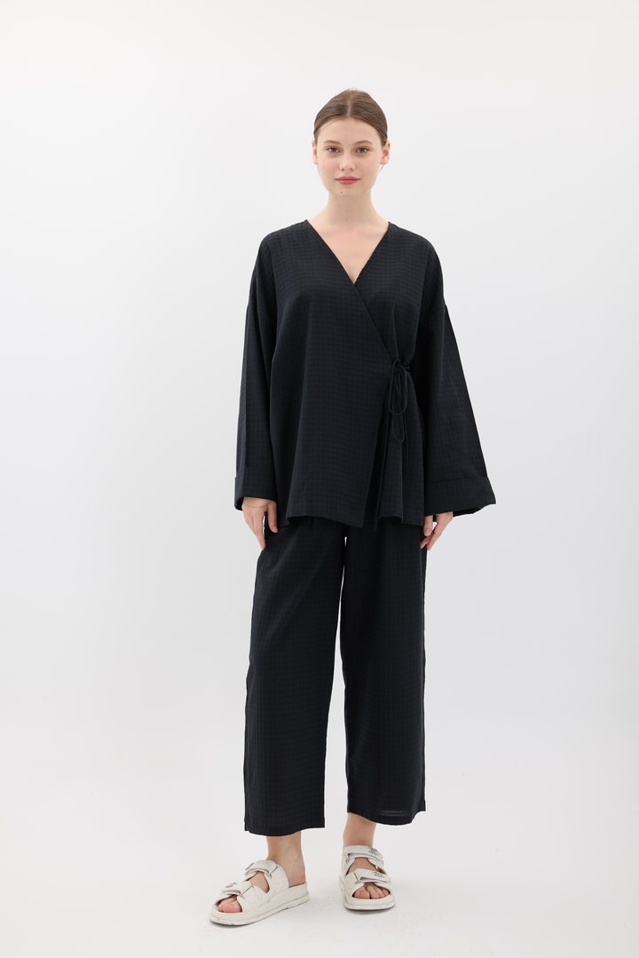 Kimono Pantolonlu Takım - Siyah