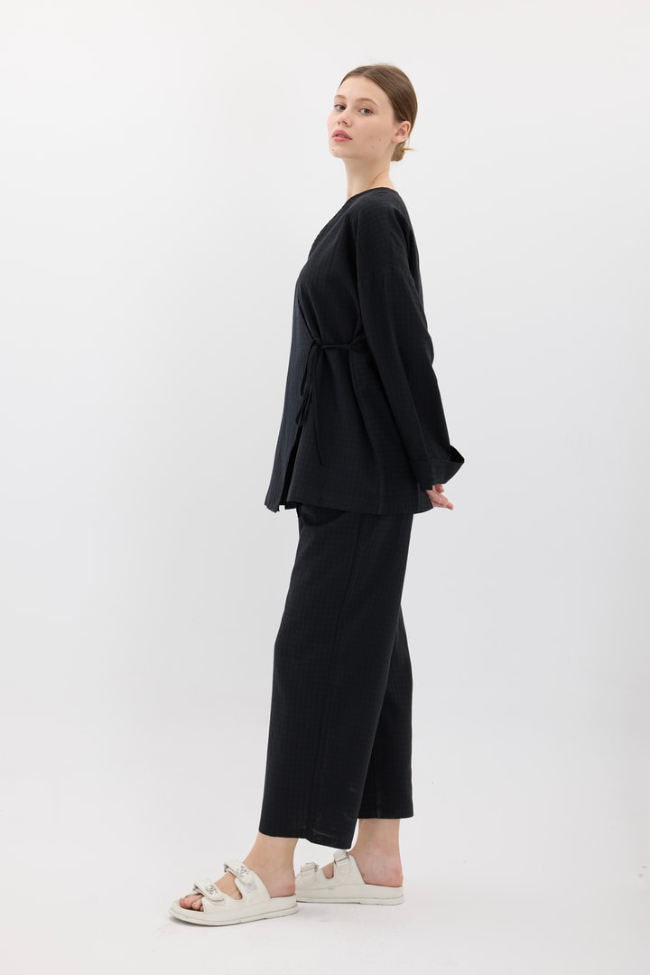 Kimono Pantolonlu Takım - Siyah