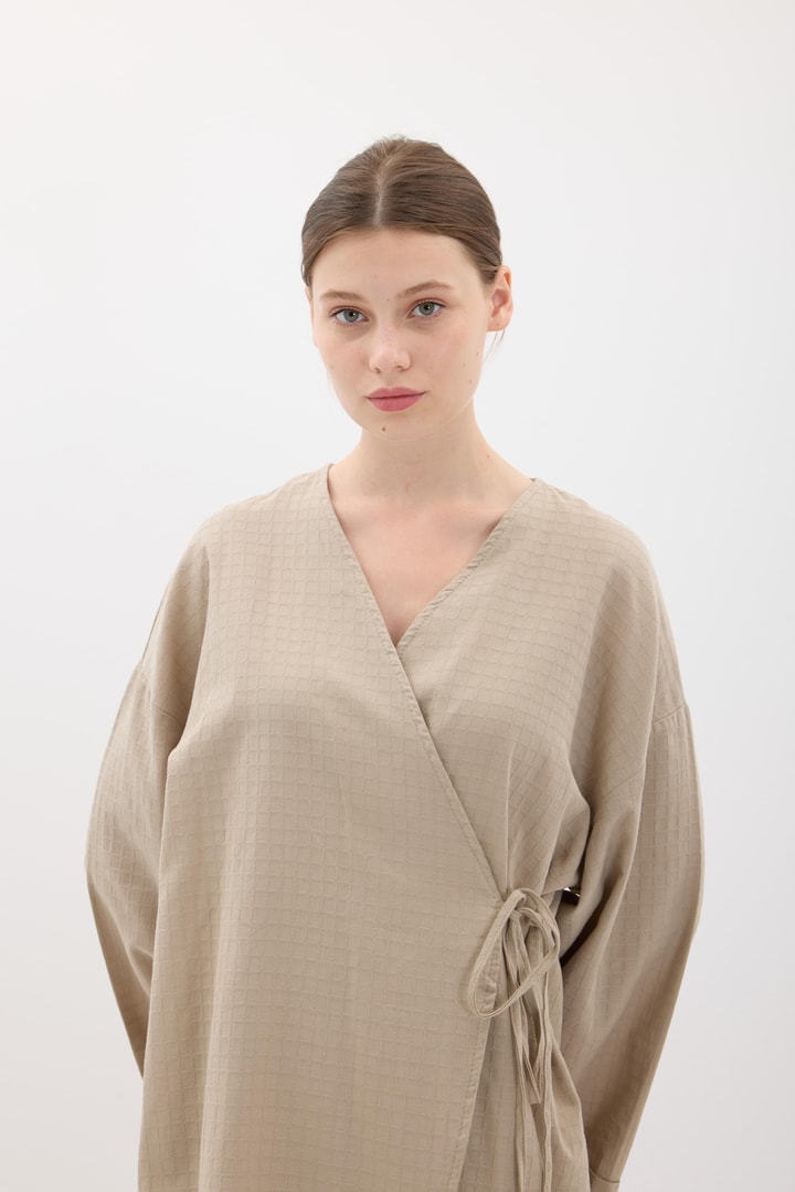 Kimono Pantolonlu Takım - Vizon