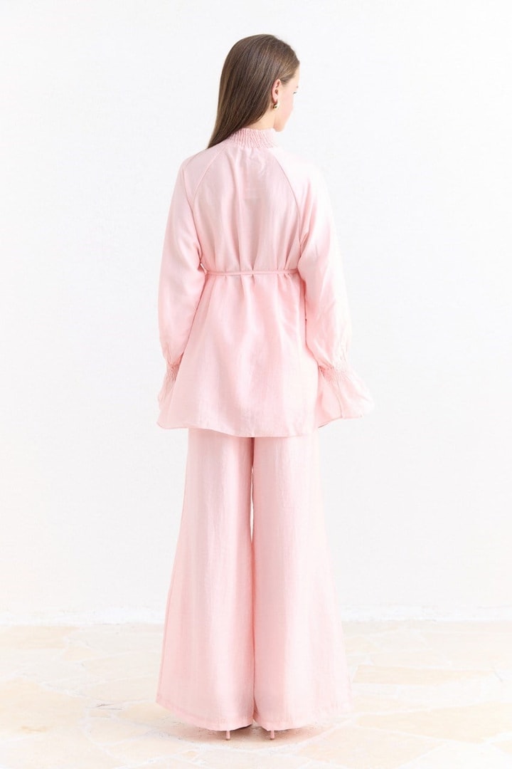 Kol Volan Detaylı Pantolon Takım - Pembe