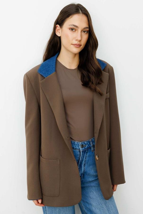 Kot Garni Detaylı Blazer Ceket - Haki