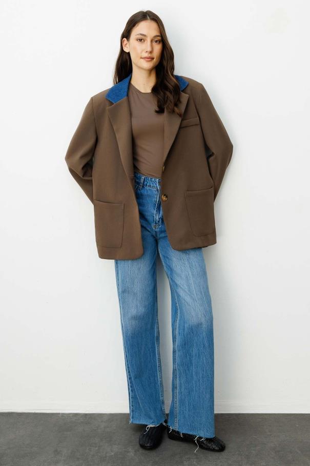Kot Garni Detaylı Blazer Ceket - Haki