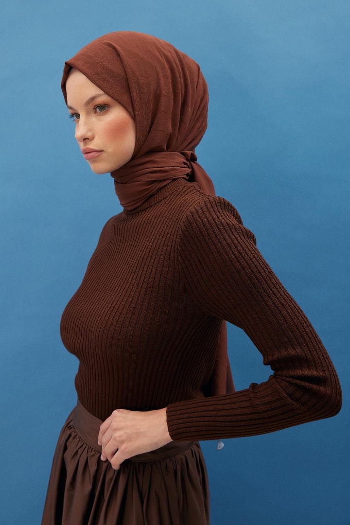Krinkle Şifon Şal - Çikolata