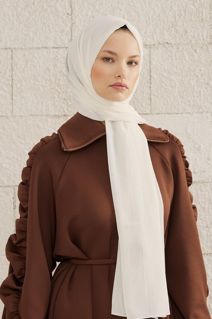 Krinkle Şifon Şal - Ekru