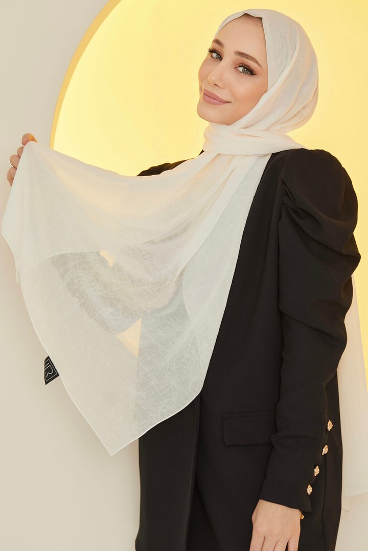 Krinkle Şifon Şal - Ekru