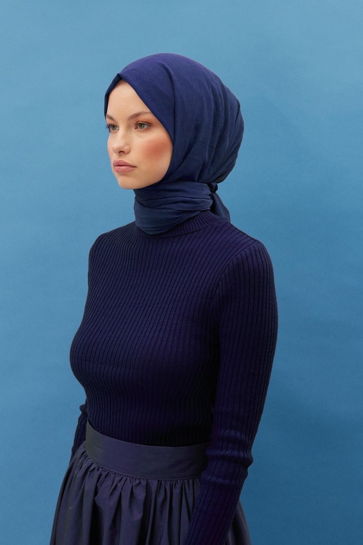 Krinkle Şifon Şal - Lacivert