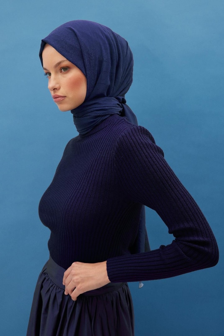 Krinkle Şifon Şal - Lacivert