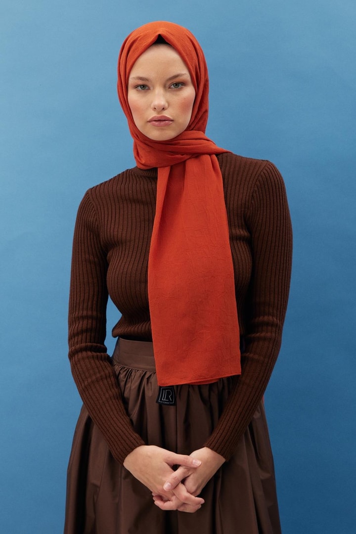 Krinkle Şifon Şal - Şeftali