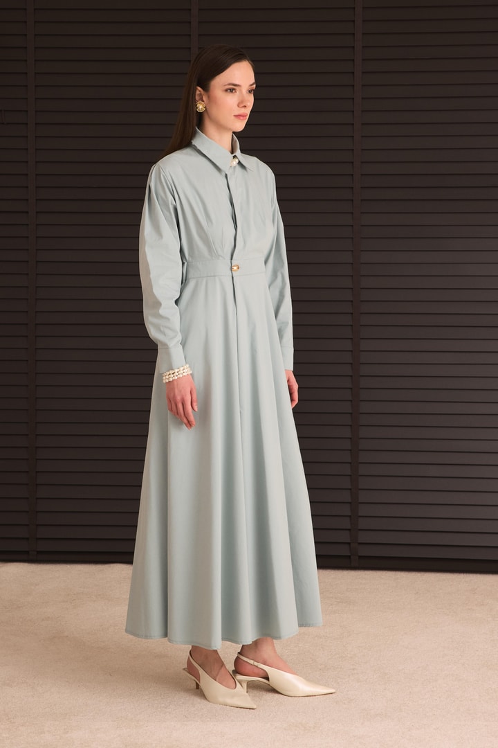 Kylie Belden Oturtmalı Elbise - Mint