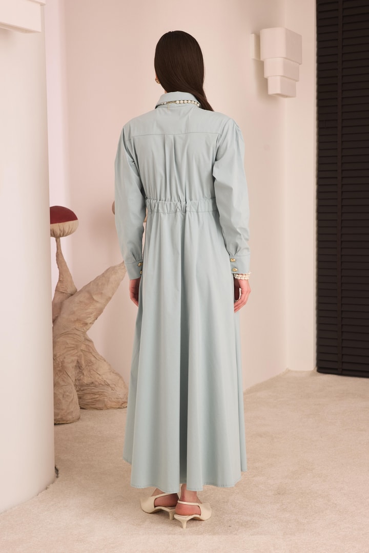 Kylie Belden Oturtmalı Elbise - Mint