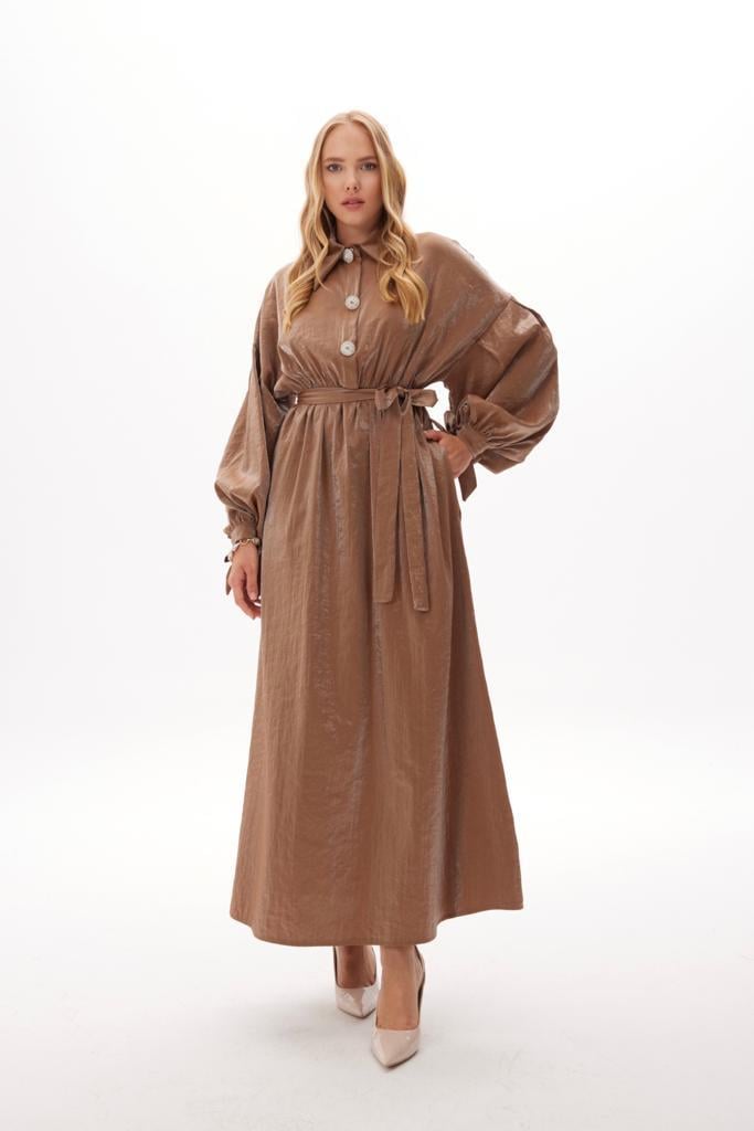 Lady Taş Detaylı Elbise - Bakır