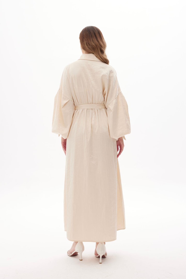 Lady Taş Detaylı Elbise - Bej