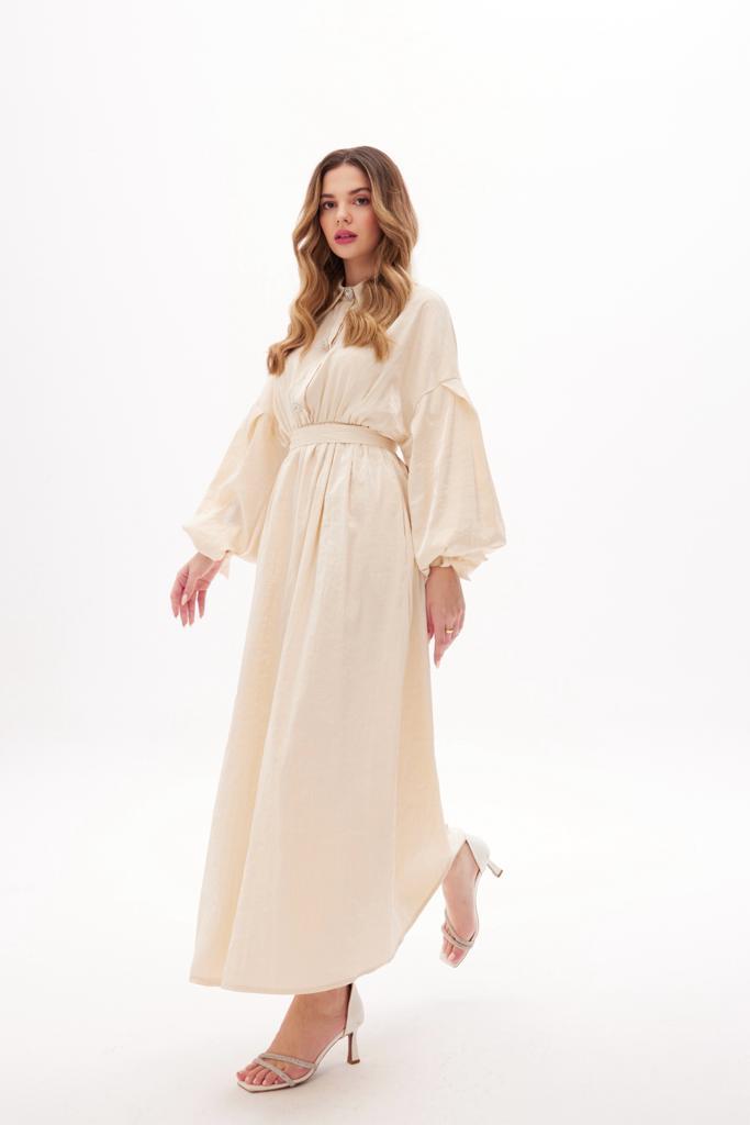 Lady Taş Detaylı Elbise - Bej