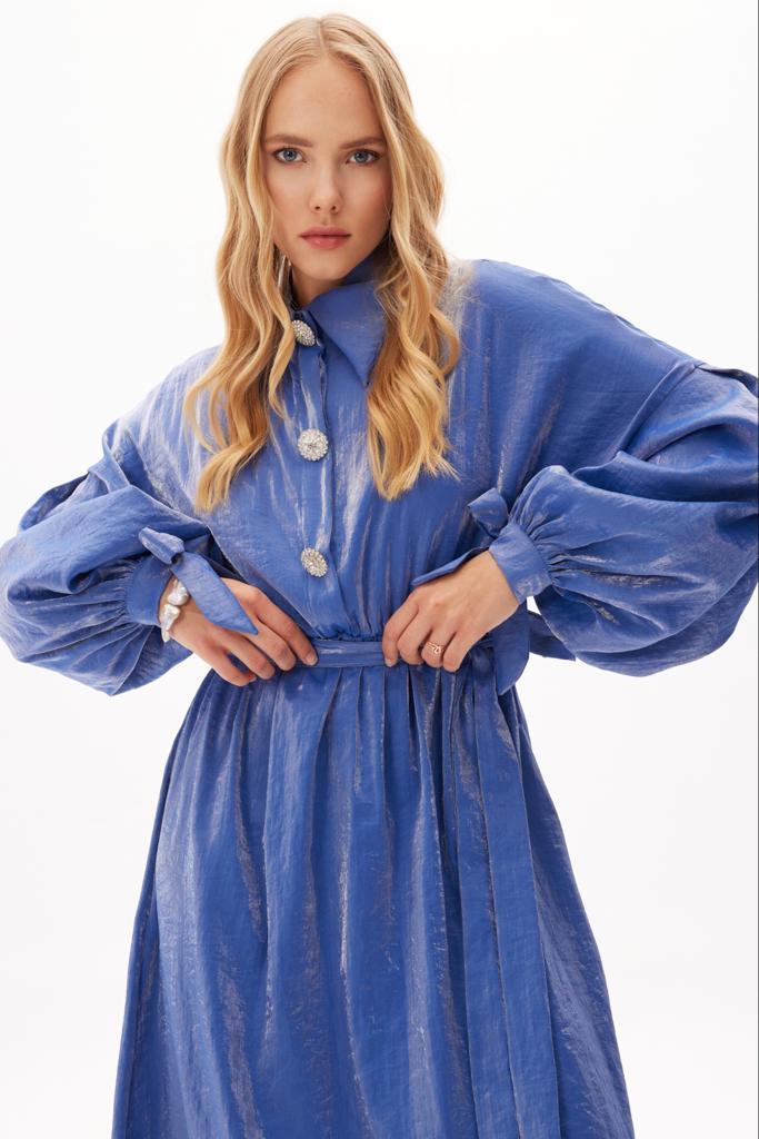 Lady Taş Detaylı Elbise - Lila