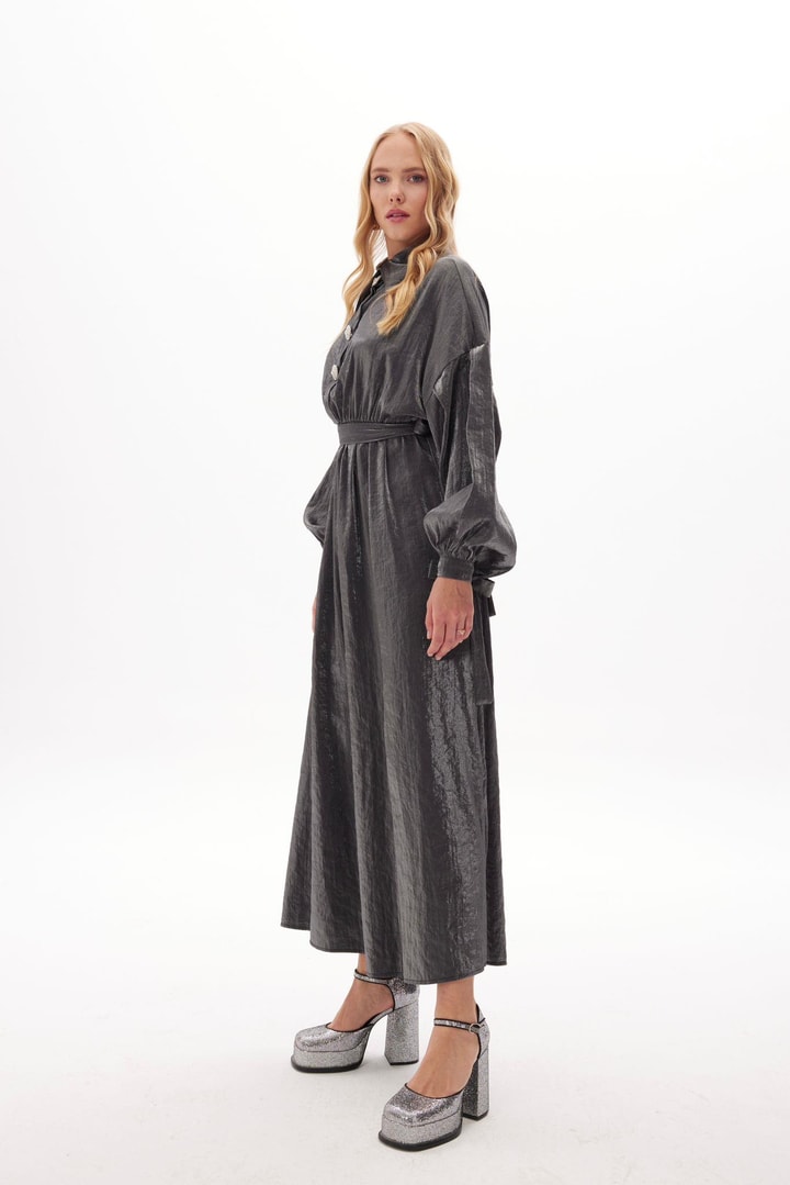 Lady Taş Detaylı Elbise - Siyah