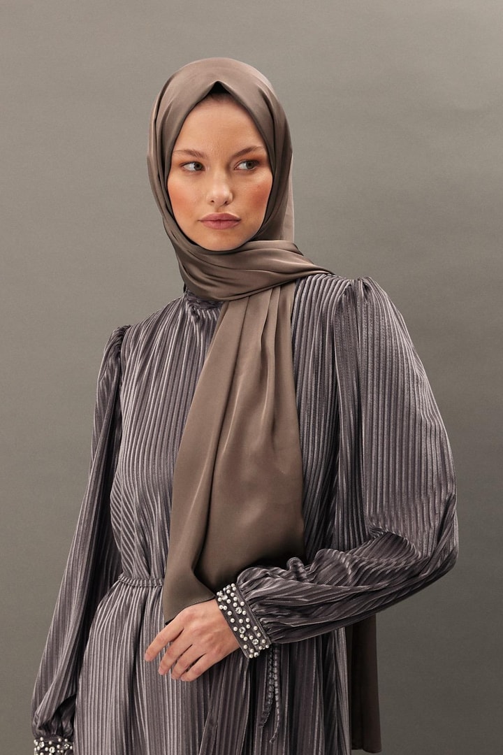 Lara Saten Şal - Kahve