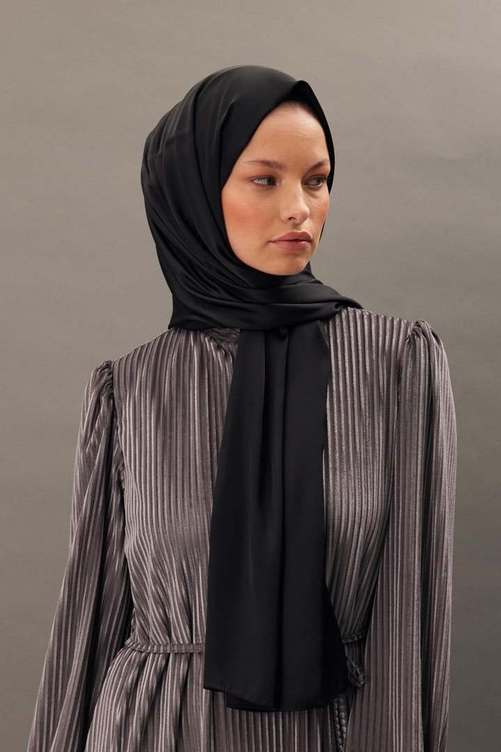 Lara Saten Şal - Siyah