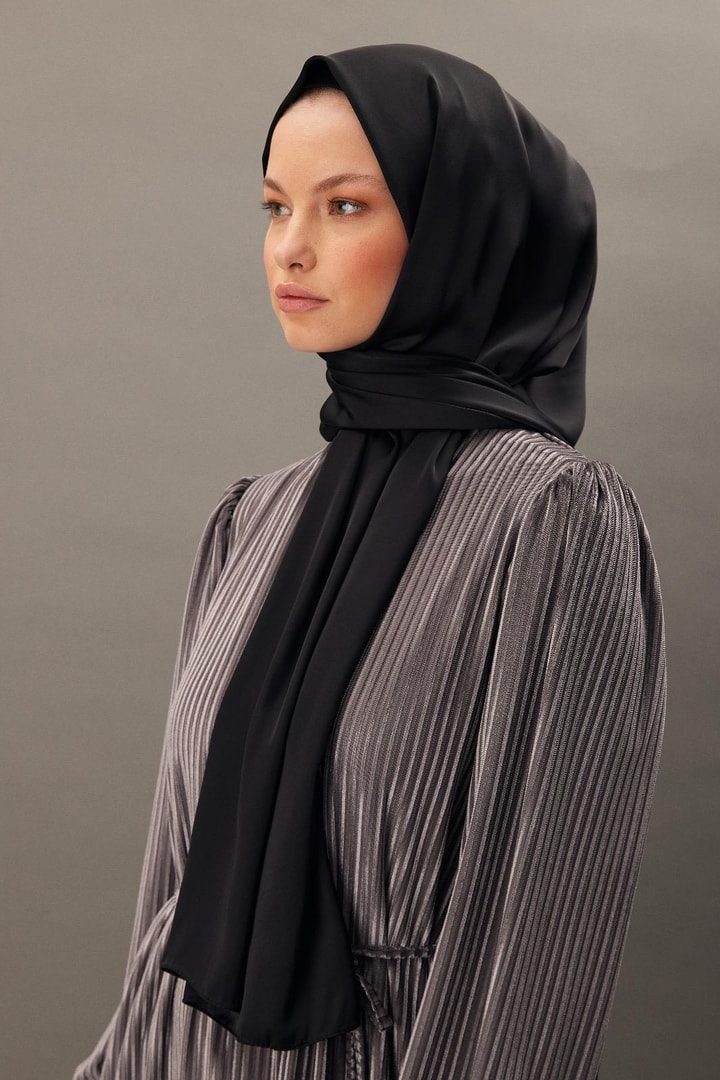 Lara Saten Şal - Siyah