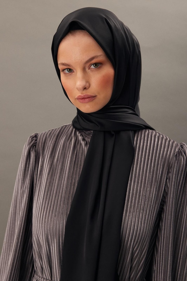 Lara Saten Şal - Siyah